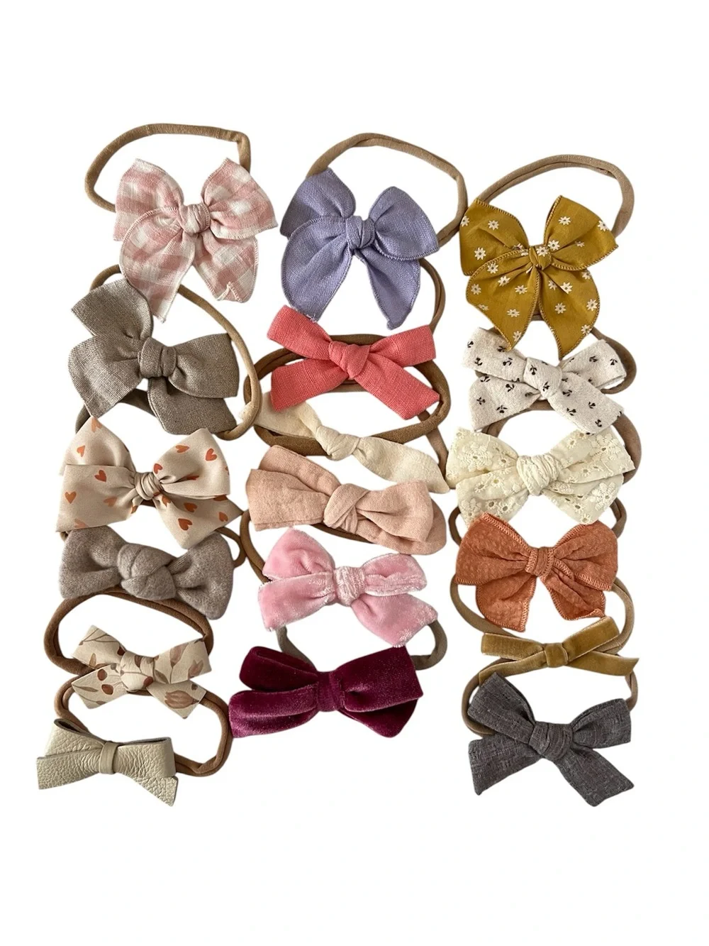 Assorted Girls Bow Headband Set - Pink, Purple, Mustard & More
